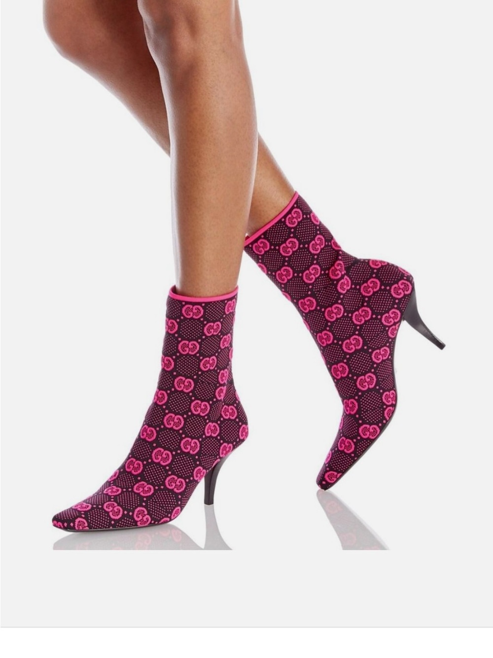 Gucci Black & Hot Pink GG Knit Sock Booties